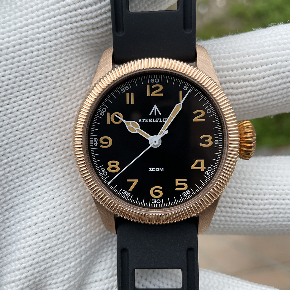 STEELFLIER Official SF741S Bronze Dive Pilot Sapphire Mirror Swiss Luminous 20Bar Waterproof VH31 Mute Movt Luxury Quartz Watch