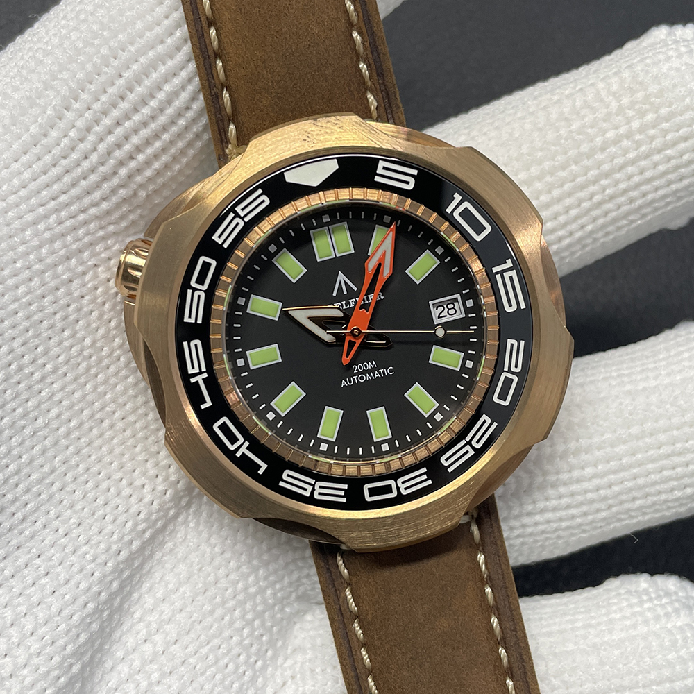 STEELFLIER Official SF762S Bronze Men Mechanical Watch Japan NH35 Movement Super Luminous 20Bar Waterproof Vintage Diver Wristwatch