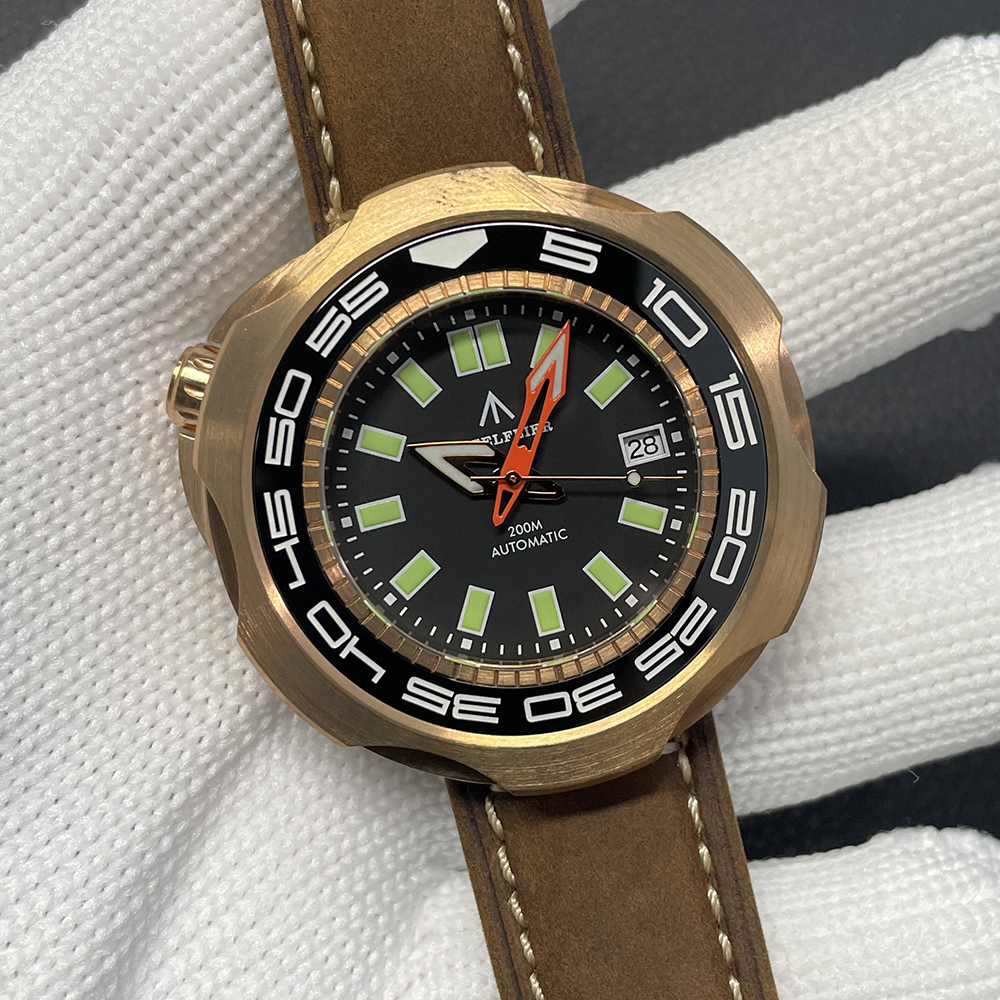 STEELFLIER Official SF762S Bronze Men Mechanical Watch Japan NH35 Movement Super Luminous 20Bar Waterproof Vintage Diver Wristwatch