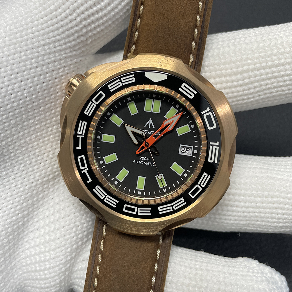 STEELFLIER Official SF762S Bronze Men Mechanical Watch Japan NH35 Movement Super Luminous 20Bar Waterproof Vintage Diver Wristwatch