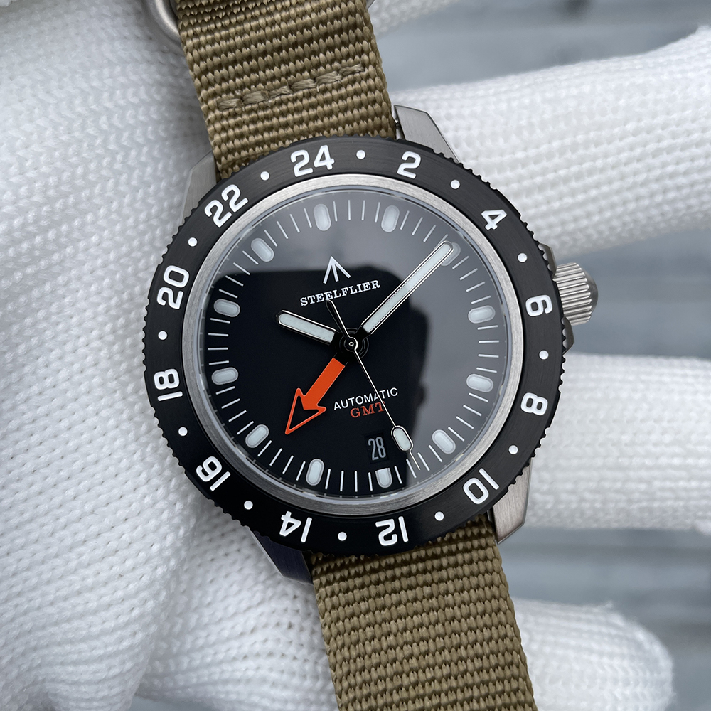 STEELFLIER Official SF793 Luxury GMT Mechanical Wristwatch Steel Bezel NH34 Movement Super Luminous 20Bar Waterproof Dive Watch