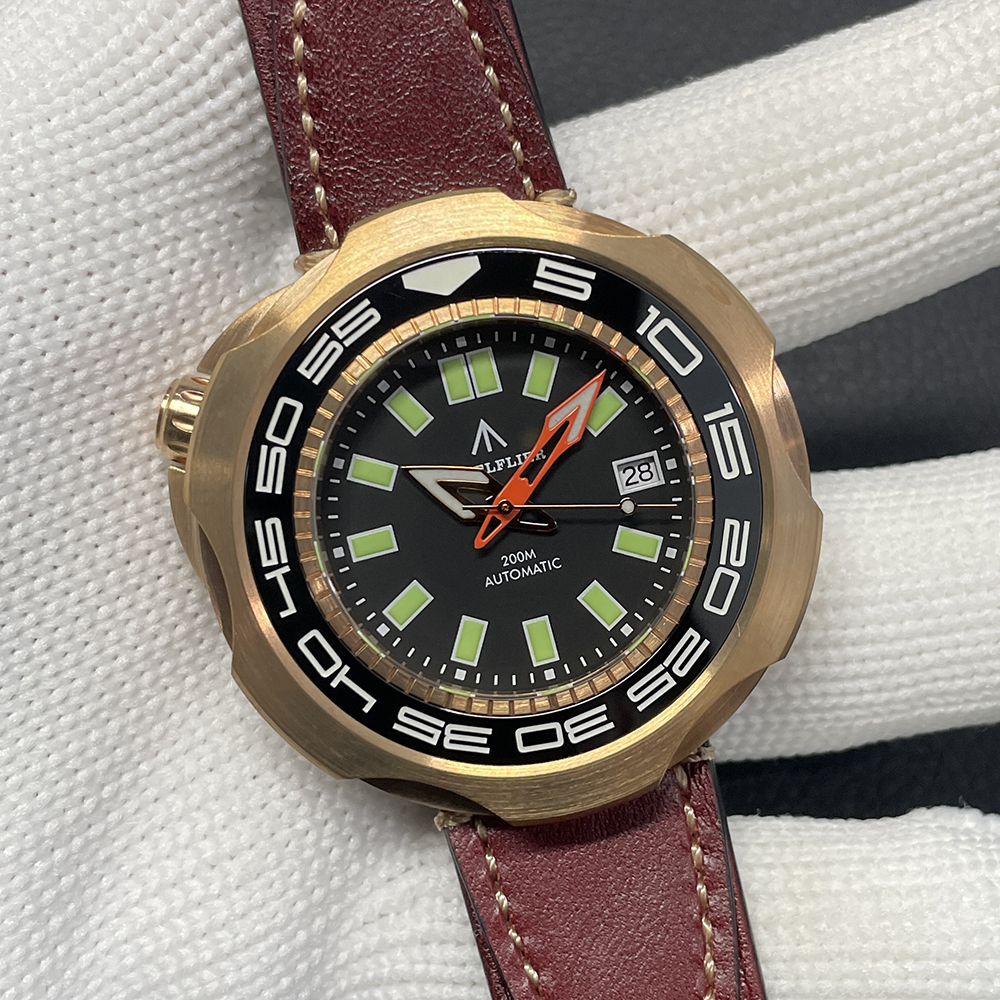 STEELFLIER Official SF762S Bronze Men Mechanical Watch Japan NH35 Movement Super Luminous 20Bar Waterproof Vintage Diver Wristwatch