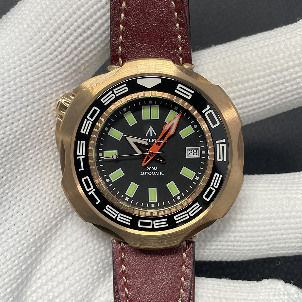 STEELFLIER Official SF762S Bronze Men Mechanical Watch Japan NH35 Movement Super Luminous 20Bar Waterproof Vintage Diver Wristwatch