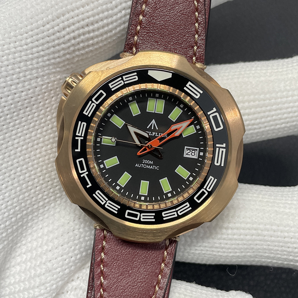 STEELFLIER Official SF762S Bronze Men Mechanical Watch Japan NH35 Movement Super Luminous 20Bar Waterproof Vintage Diver Wristwatch