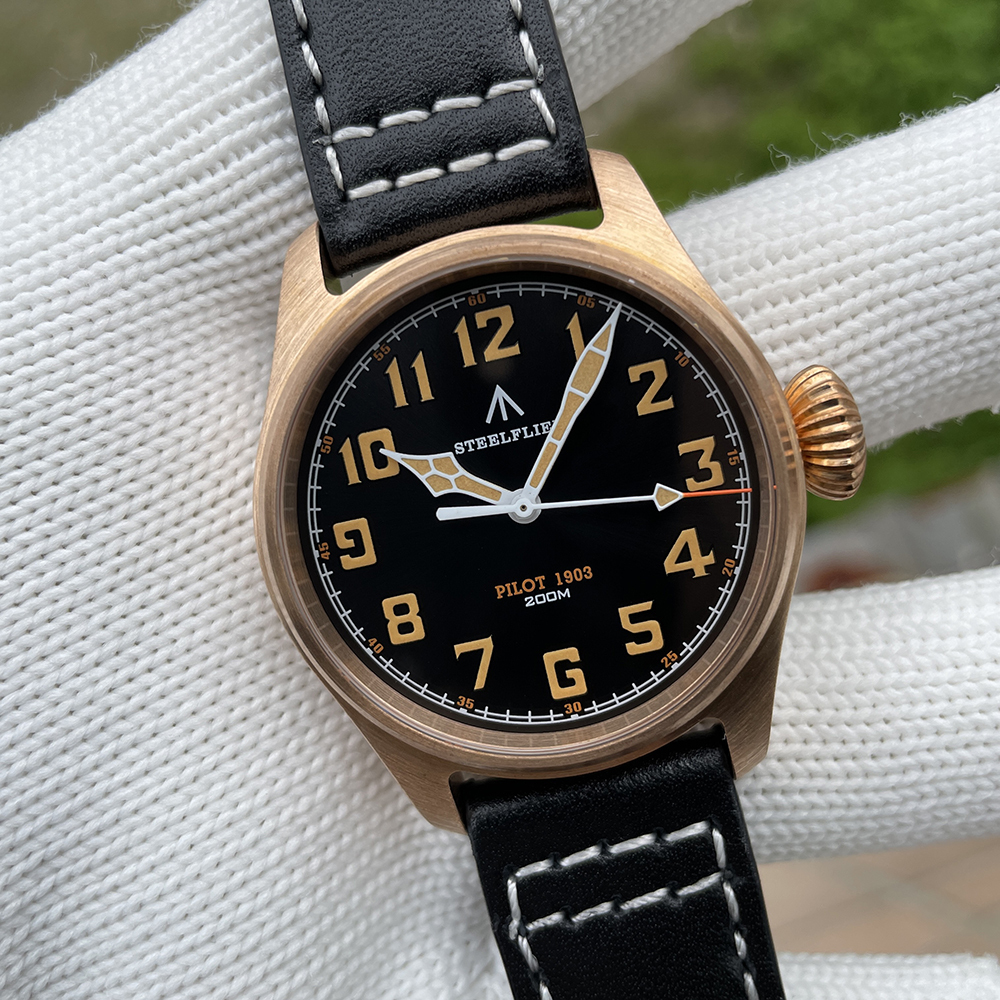 STEELFLIER SF740VS Swiss Super Luminous VH31 Movement Bronze Watch Synthetic Sapphire Mirror 200 Meters Waterproof Men's Watch