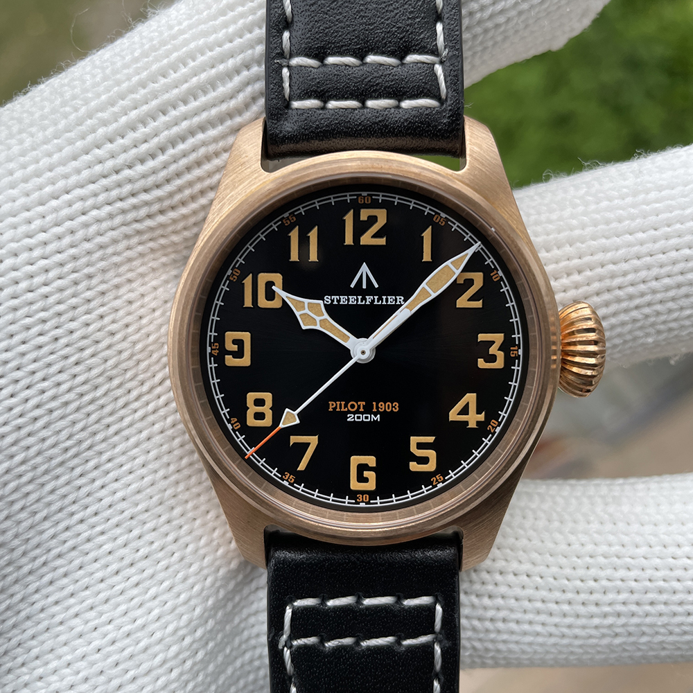 STEELFLIER SF740VS Swiss Super Luminous VH31 Movement Bronze Watch Synthetic Sapphire Mirror 200 Meters Waterproof Men's Watch