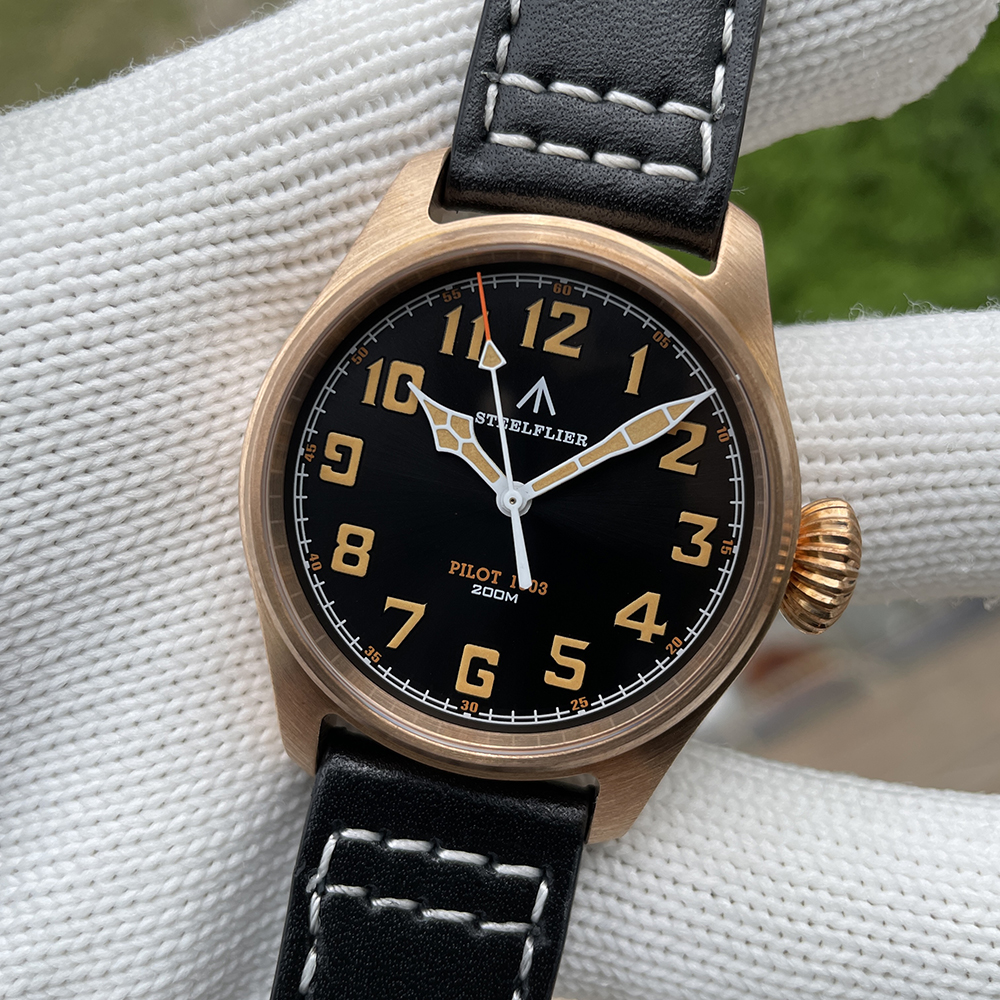 STEELFLIER SF740VS Swiss Super Luminous VH31 Movement Bronze Watch Synthetic Sapphire Mirror 200 Meters Waterproof Men's Watch