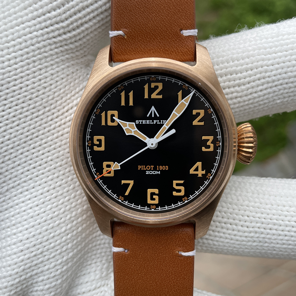 STEELFLIER SF740VS Swiss Super Luminous VH31 Movement Bronze Watch Synthetic Sapphire Mirror 200 Meters Waterproof Men's Watch