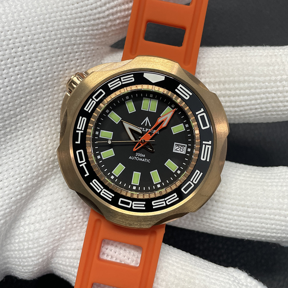 STEELFLIER Official SF762S Bronze Men Mechanical Watch Japan NH35 Movement Super Luminous 20Bar Waterproof Vintage Diver Wristwatch