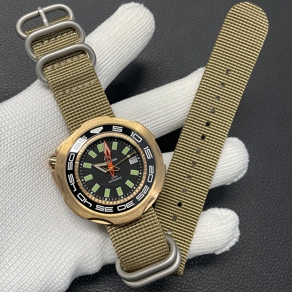 STEELFLIER Official SF762S Bronze Men Mechanical Watch Japan NH35 Movement Super Luminous 20Bar Waterproof Vintage Diver Wristwatch