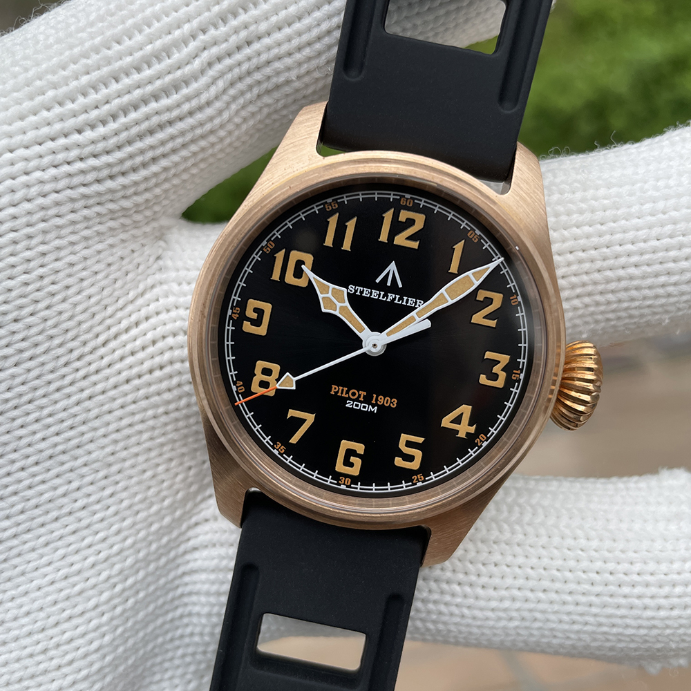 STEELFLIER SF740VS Swiss Super Luminous VH31 Movement Bronze Watch Synthetic Sapphire Mirror 200 Meters Waterproof Men's Watch