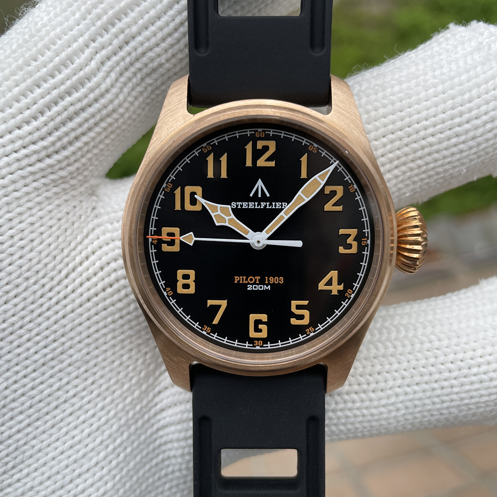 STEELFLIER SF740VS Swiss Super Luminous VH31 Movement Bronze Watch Synthetic Sapphire Mirror 200 Meters Waterproof Men's Watch