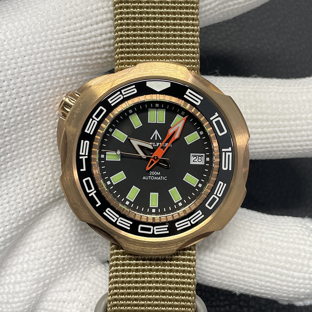 STEELFLIER Official SF762S Bronze Men Mechanical Watch Japan NH35 Movement Super Luminous 20Bar Waterproof Vintage Diver Wristwatch