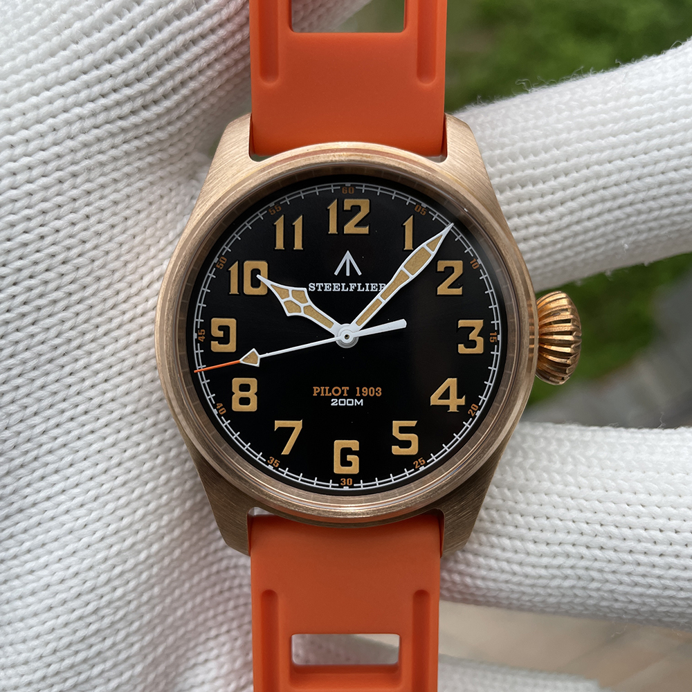 STEELFLIER SF740VS Swiss Super Luminous VH31 Movement Bronze Watch Synthetic Sapphire Mirror 200 Meters Waterproof Men's Watch