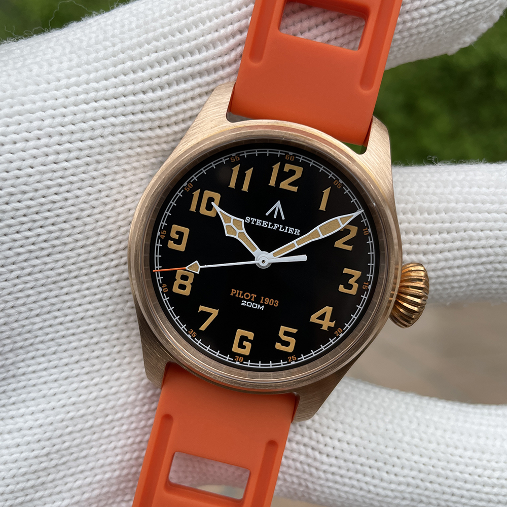 STEELFLIER SF740VS Swiss Super Luminous VH31 Movement Bronze Watch Synthetic Sapphire Mirror 200 Meters Waterproof Men's Watch