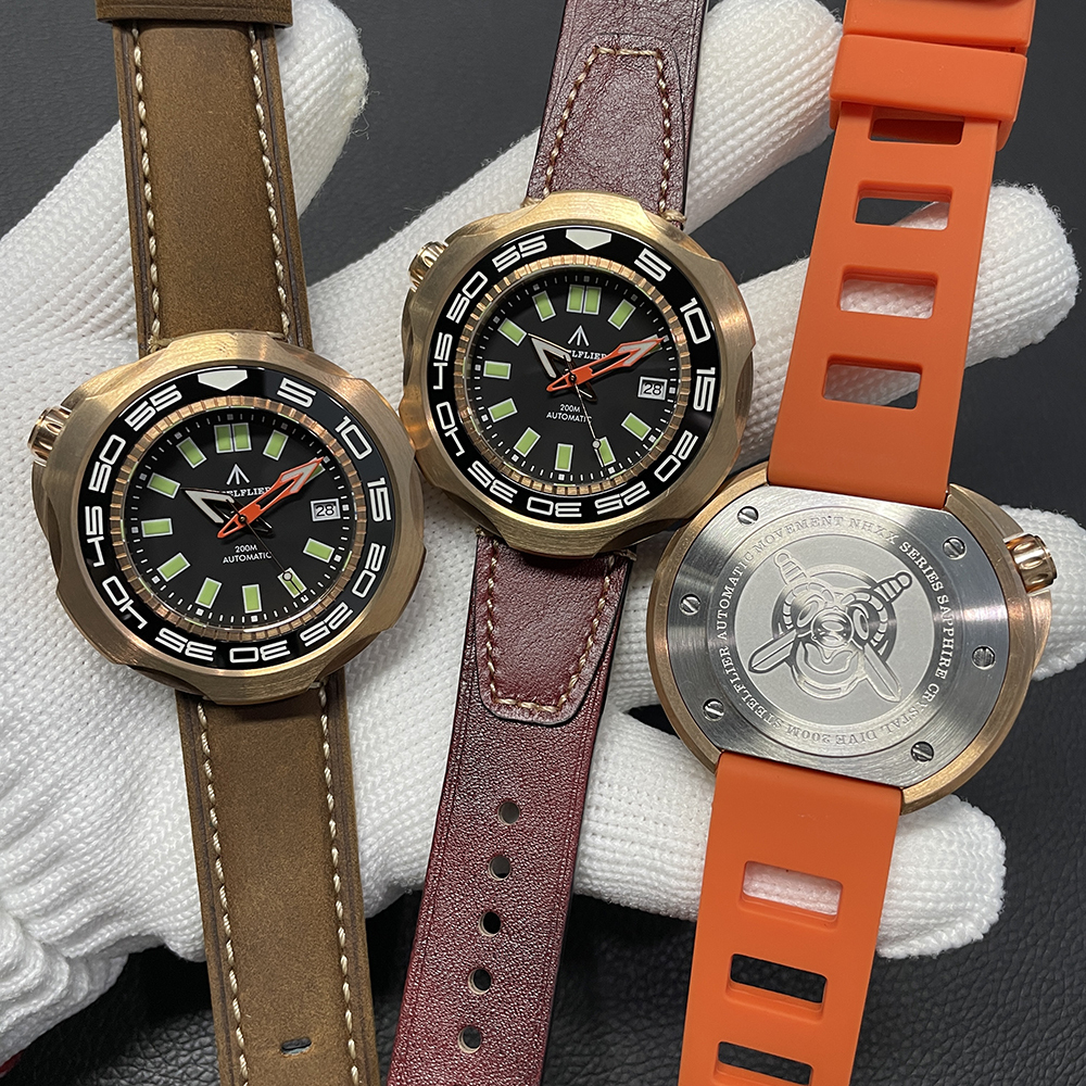 STEELFLIER Official SF762S Bronze Men Mechanical Watch Japan NH35 Movement Super Luminous 20Bar Waterproof Vintage Diver Wristwatch