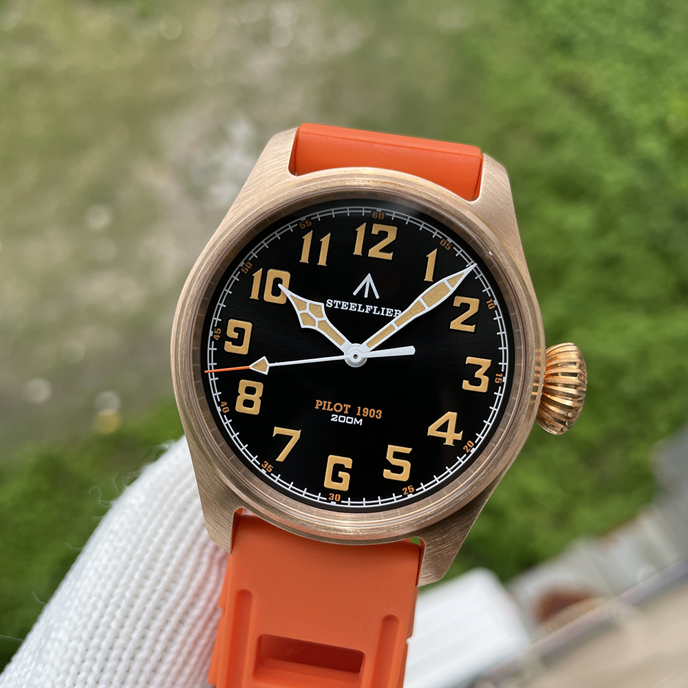 STEELFLIER SF740VS Swiss Super Luminous VH31 Movement Bronze Watch Synthetic Sapphire Mirror 200 Meters Waterproof Men's Watch