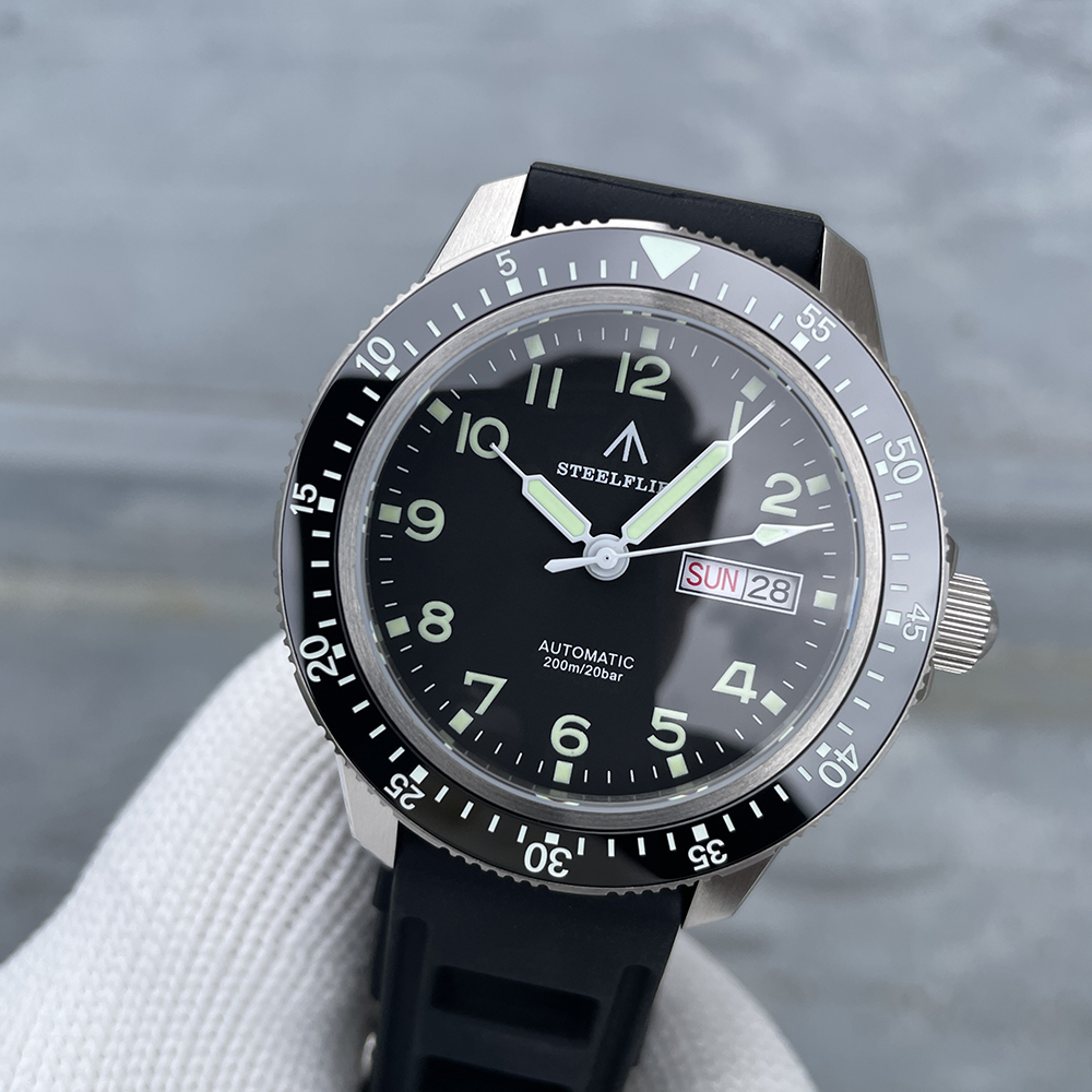 STEELFLIER Official SF787 Luxury Men Dive Watch Double Calendar NH36 Movement Super Luminous 200M Waterproof Mechanical Wristwatch