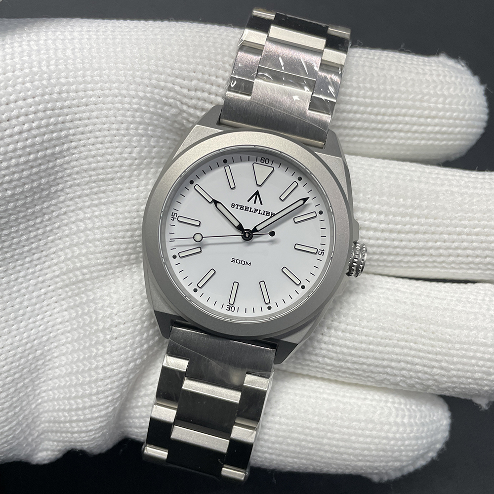 STEELFLIER Official SF726 Luxury Quartz Wristwatch Super Luminous VH31 Mute Movement 20Bar Waterproof Fashion Dive White Watch