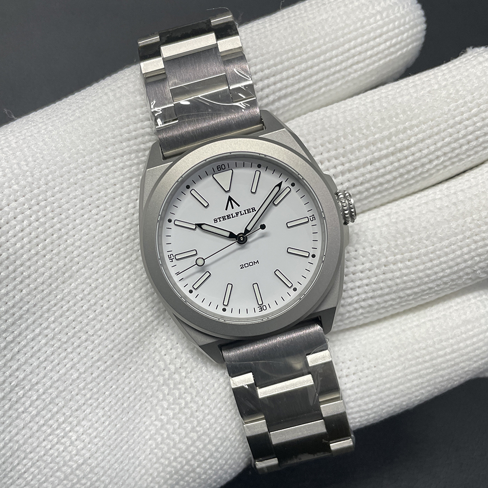 STEELFLIER Official SF726 Luxury Quartz Wristwatch Super Luminous VH31 Mute Movement 20Bar Waterproof Fashion Dive White Watch