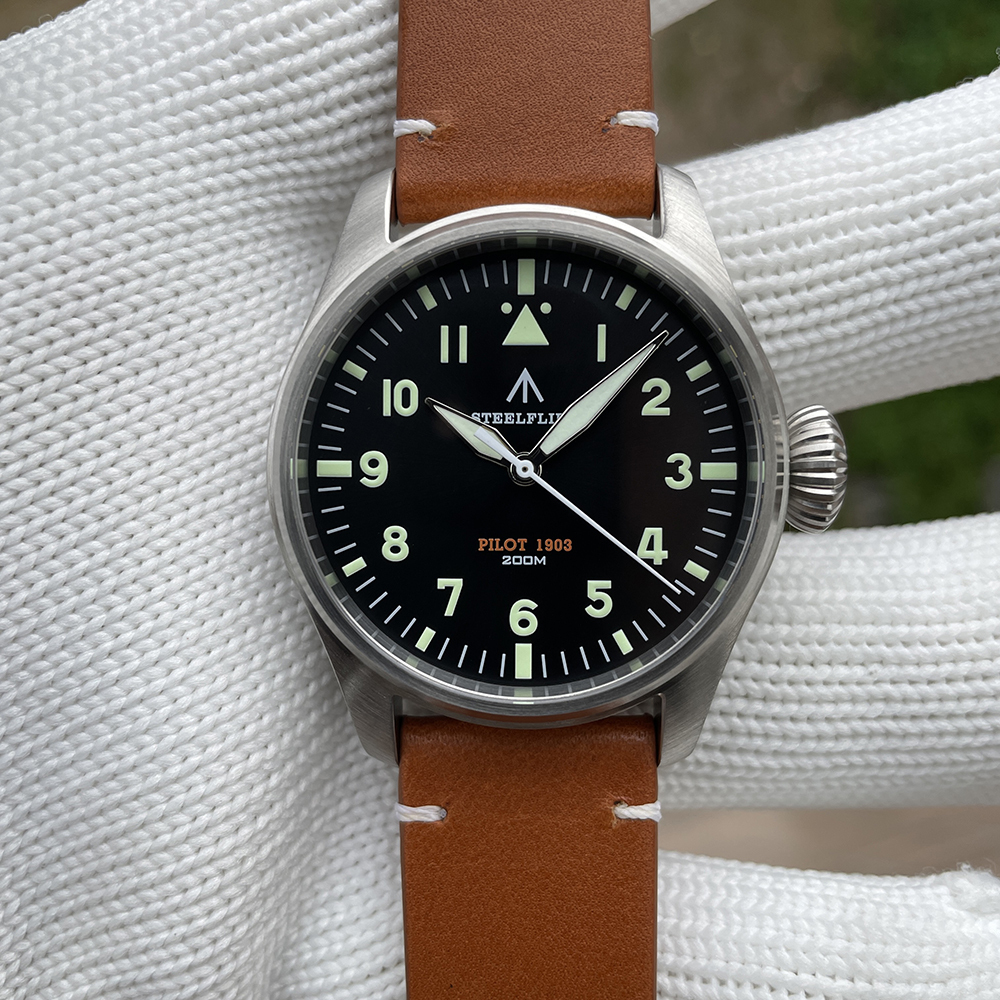 STEELFLIER Official NEW SF740 Quartz Wristwatch Big Crown C3 Luminous VH31 Mute Movement Fashion Business Men Waterproof Watch