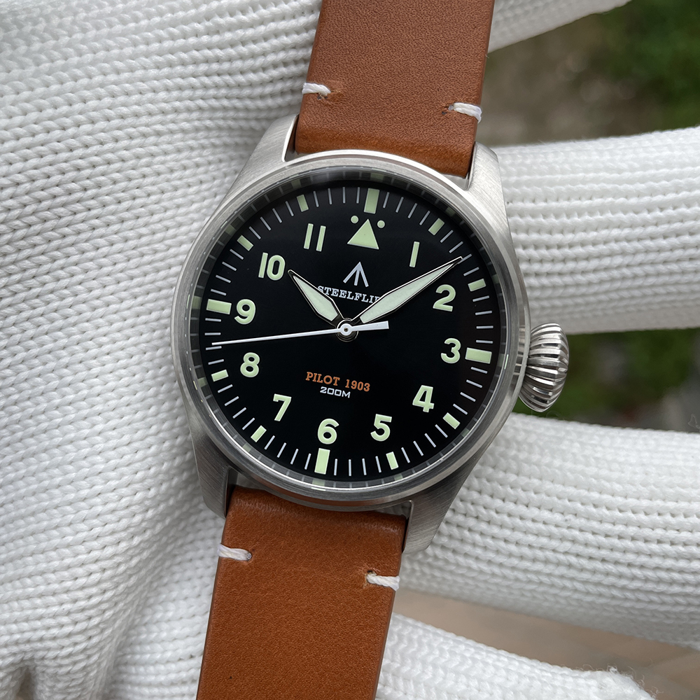 STEELFLIER Official NEW SF740 Quartz Wristwatch Big Crown C3 Luminous VH31 Mute Movement Fashion Business Men Waterproof Watch