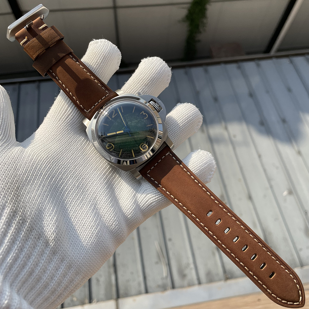 STEELFLIER SF767 Men's Automatic Mechanical Watch Artificial Sapphire Mirror 1000M Waterproof Leather Strap Vintage Wristwatch