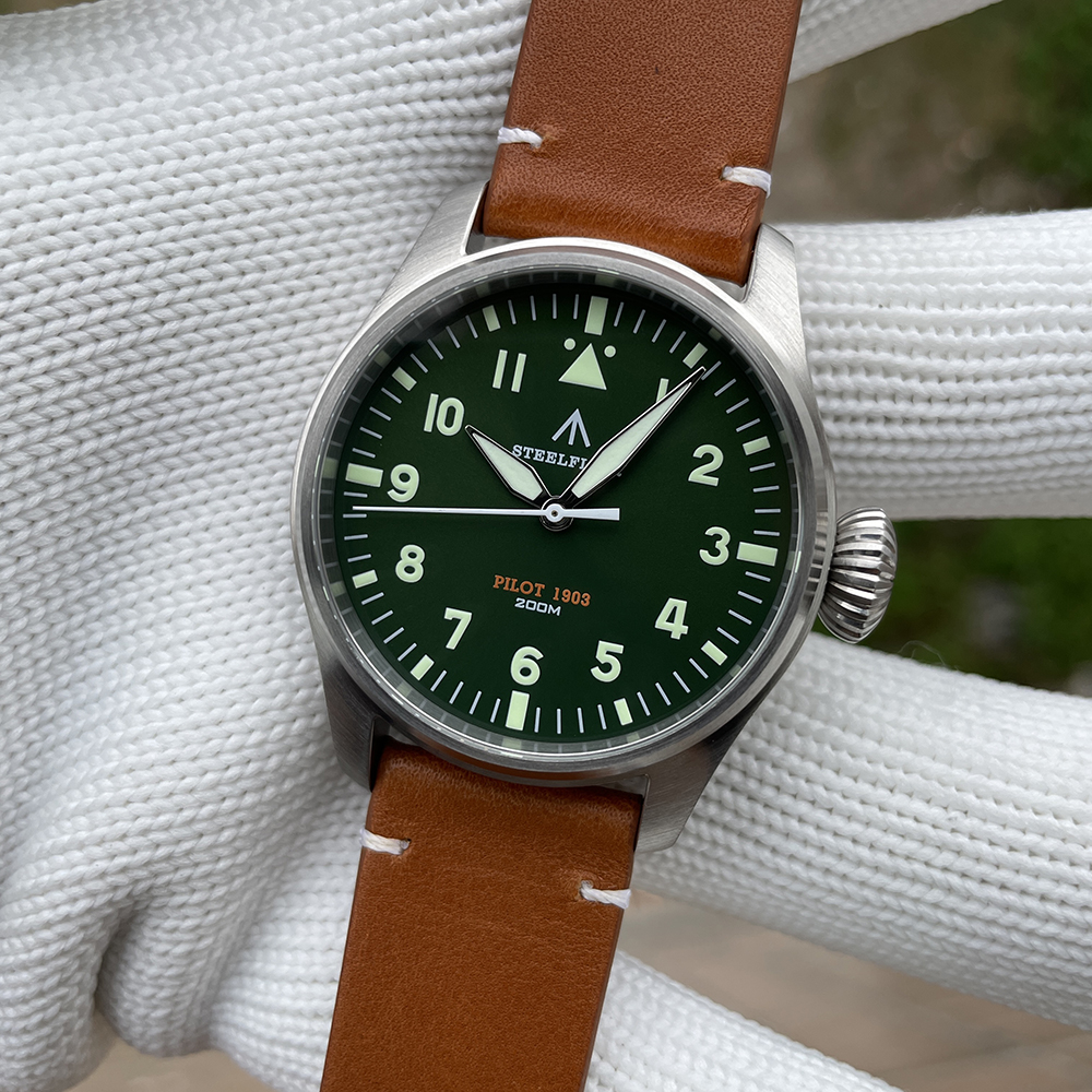 STEELFLIER Official NEW SF740 Quartz Wristwatch Big Crown C3 Luminous VH31 Mute Movement Fashion Business Men Waterproof Watch