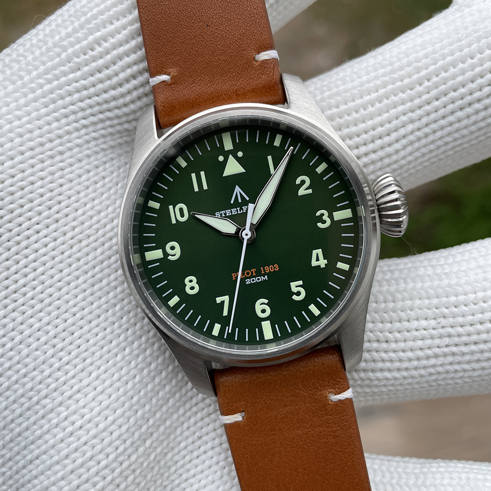 STEELFLIER Official NEW SF740 Quartz Wristwatch Big Crown C3 Luminous VH31 Mute Movement Fashion Business Men Waterproof Watch