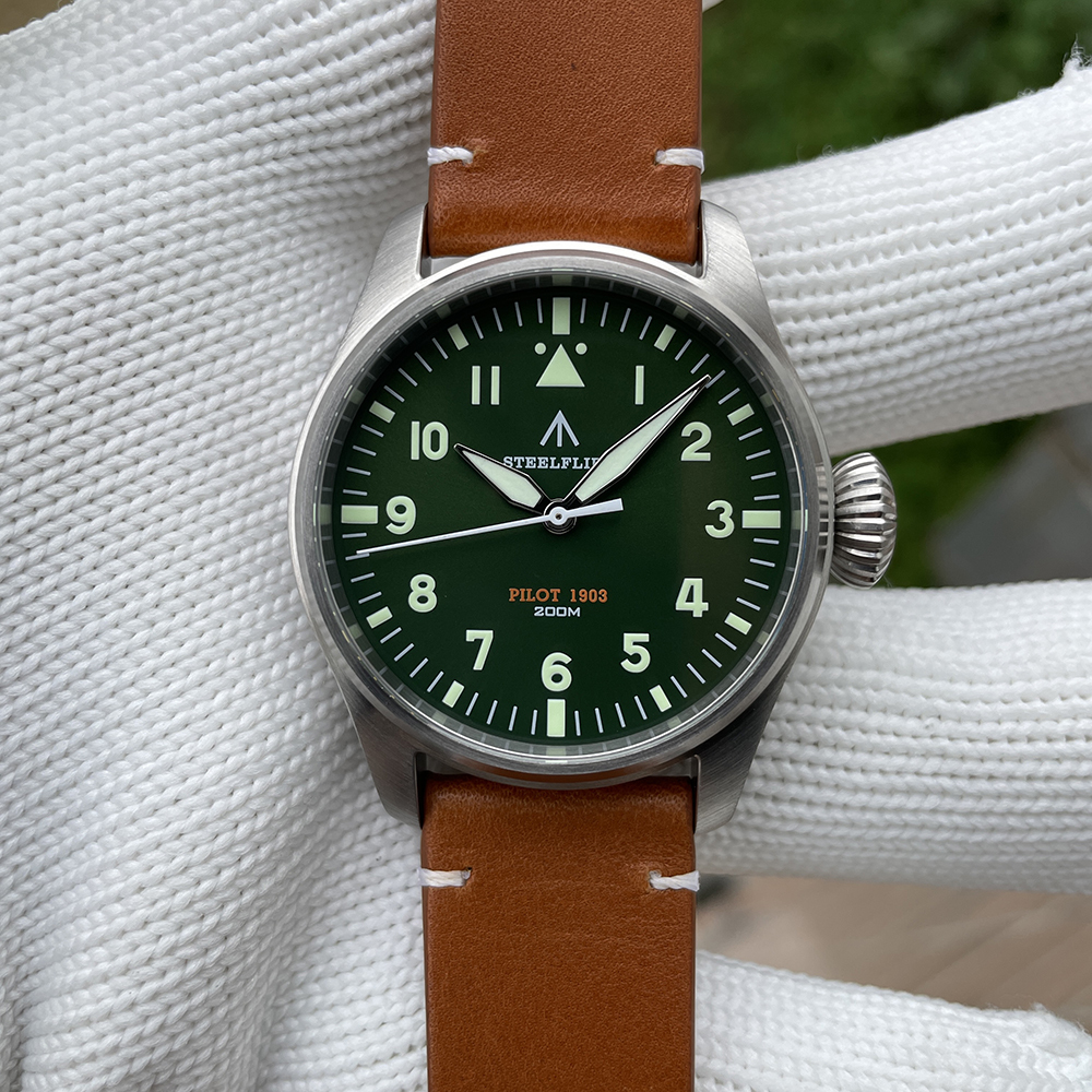 STEELFLIER Official NEW SF740 Quartz Wristwatch Big Crown C3 Luminous VH31 Mute Movement Fashion Business Men Waterproof Watch