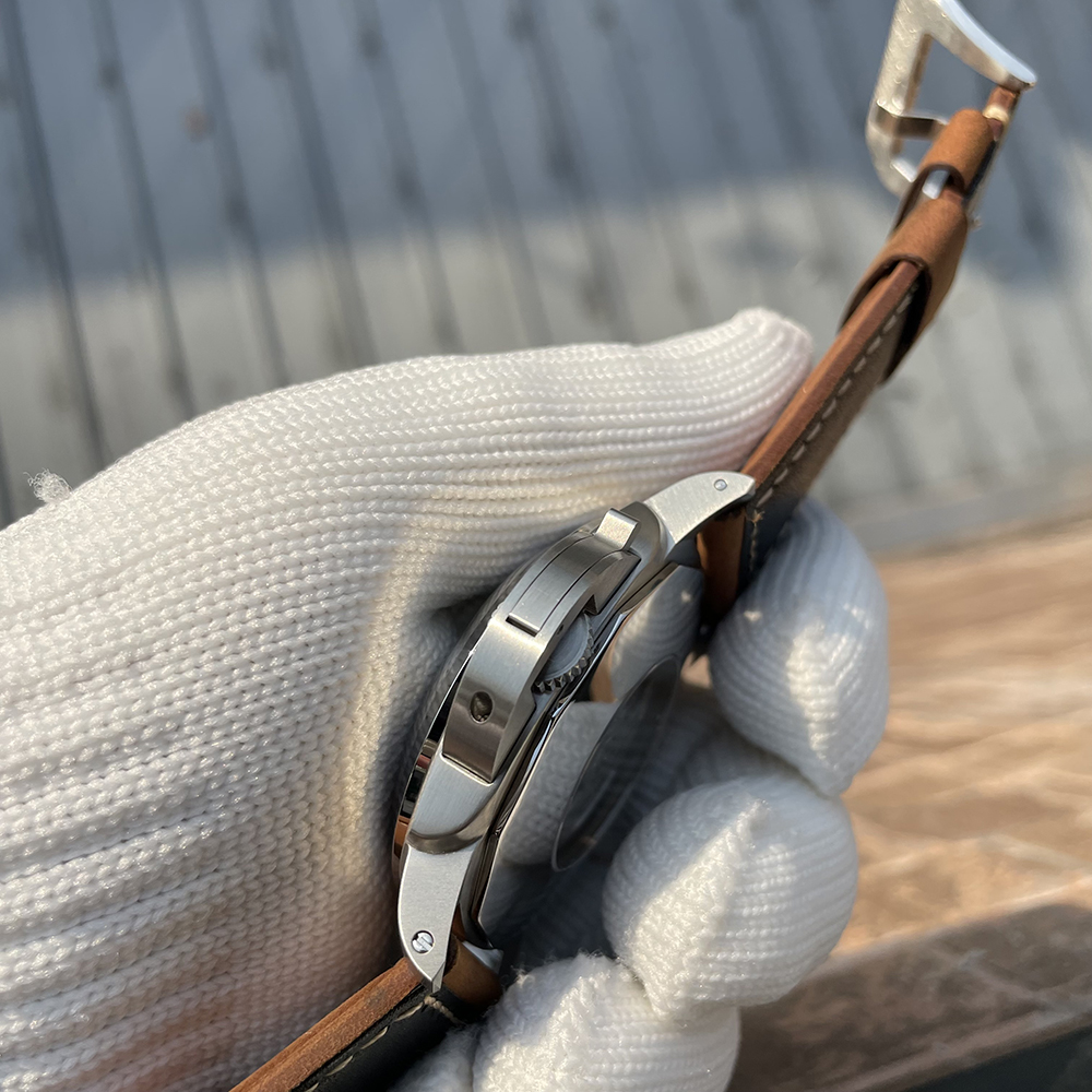 STEELFLIER SF767 Men's Automatic Mechanical Watch Artificial Sapphire Mirror 1000M Waterproof Leather Strap Vintage Wristwatch