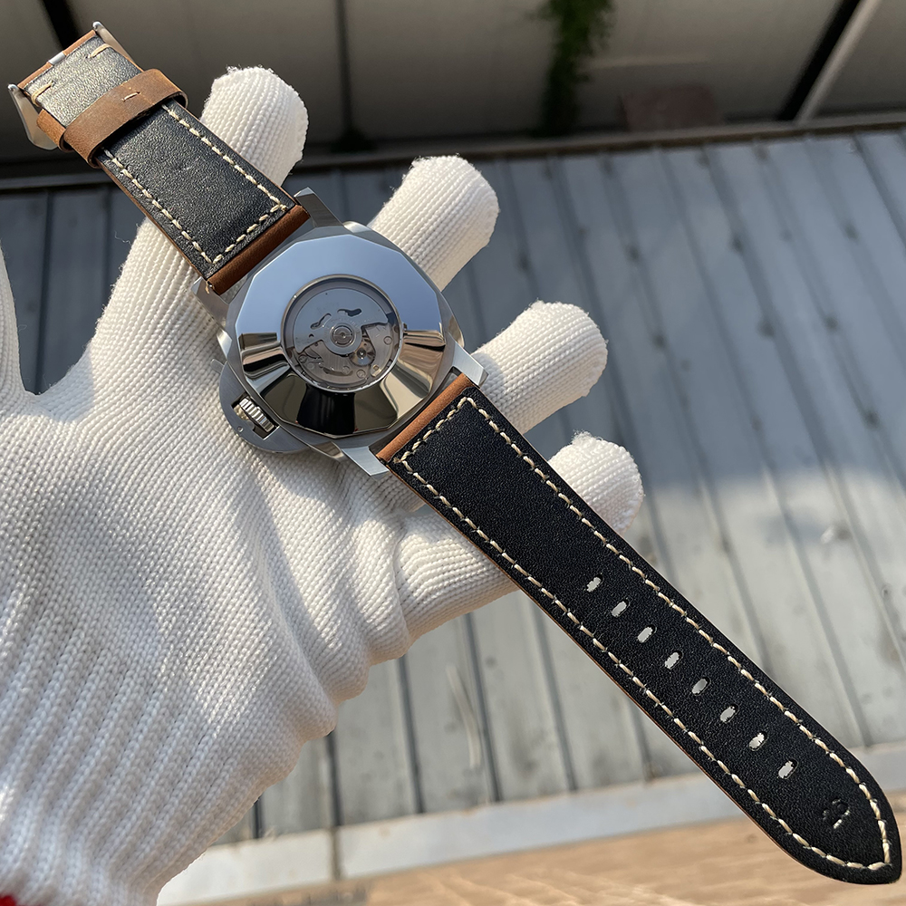 STEELFLIER SF767 Men's Automatic Mechanical Watch Artificial Sapphire Mirror 1000M Waterproof Leather Strap Vintage Wristwatch