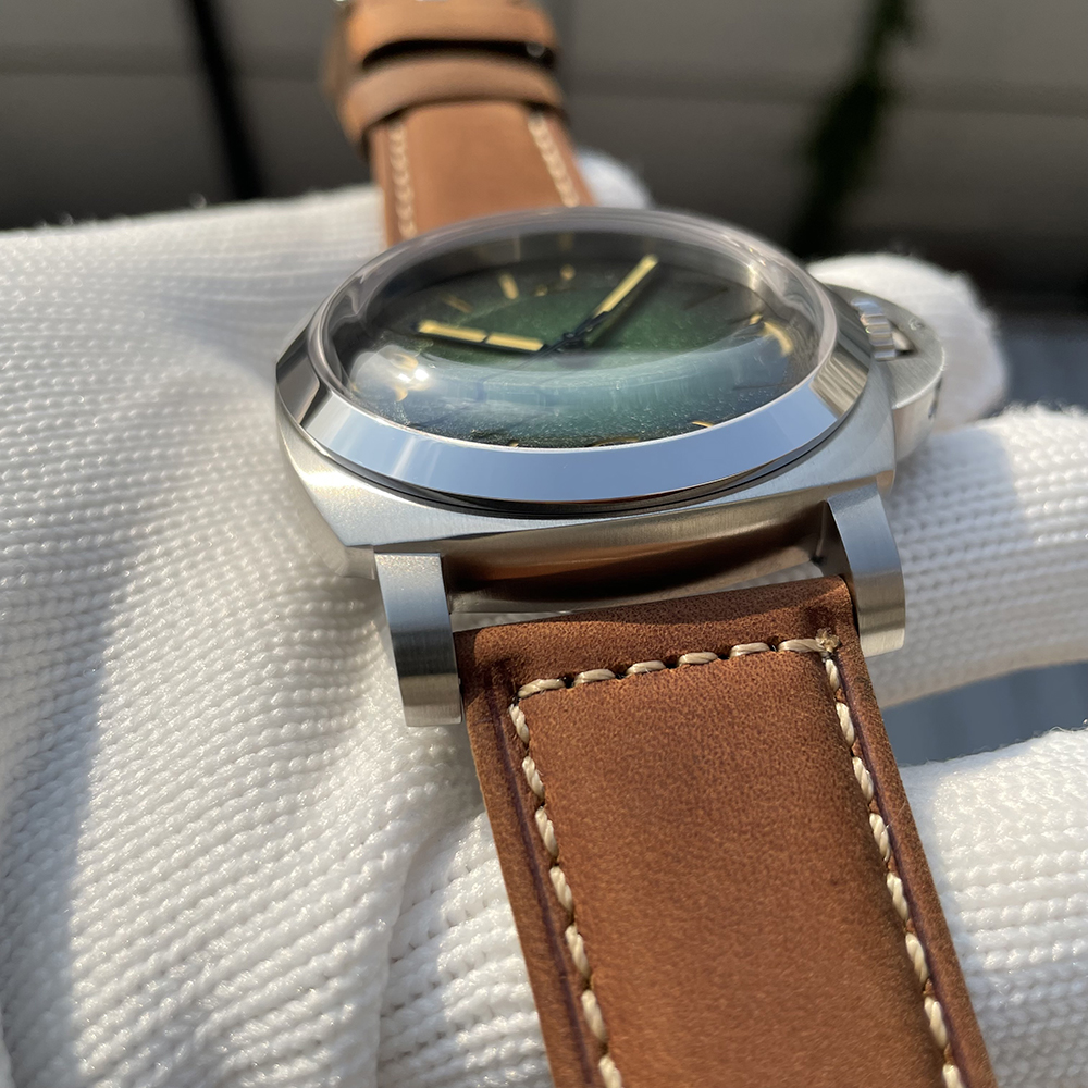 STEELFLIER SF767 Men's Automatic Mechanical Watch Artificial Sapphire Mirror 1000M Waterproof Leather Strap Vintage Wristwatch