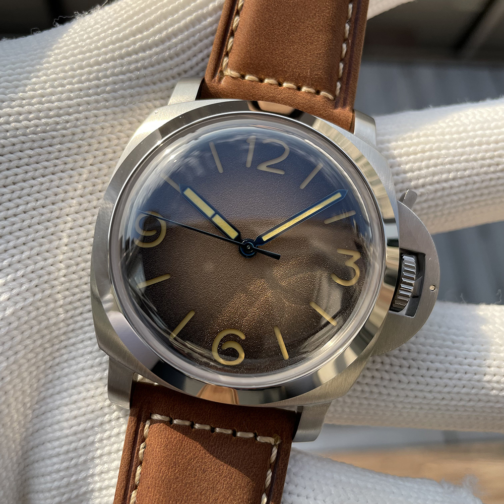 STEELFLIER SF767 Men's Automatic Mechanical Watch Artificial Sapphire Mirror 1000M Waterproof Leather Strap Vintage Wristwatch