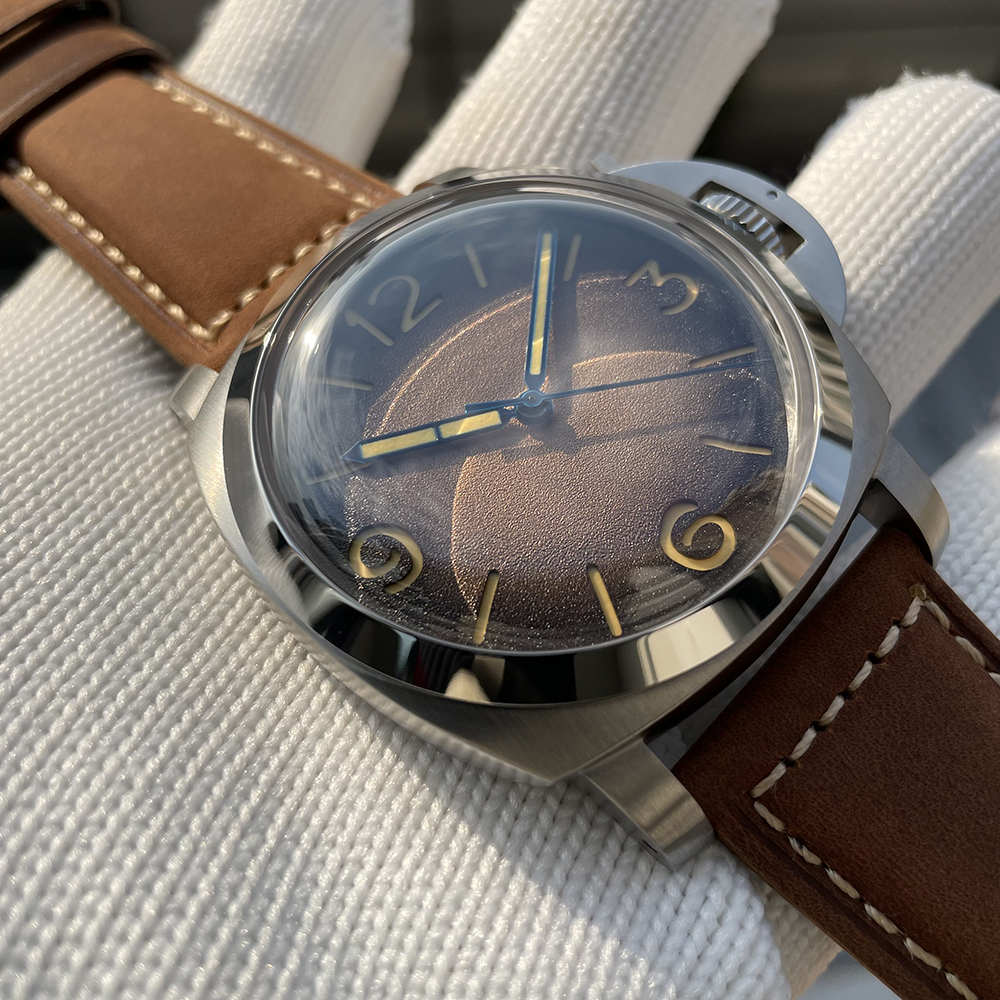 STEELFLIER SF767 Men's Automatic Mechanical Watch Artificial Sapphire Mirror 1000M Waterproof Leather Strap Vintage Wristwatch