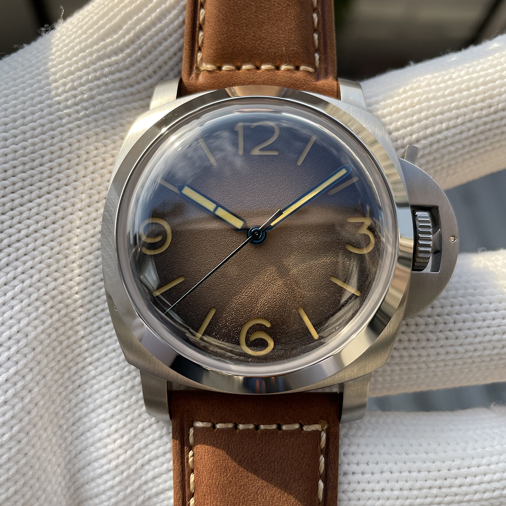 STEELFLIER SF767 Men's Automatic Mechanical Watch Artificial Sapphire Mirror 1000M Waterproof Leather Strap Vintage Wristwatch