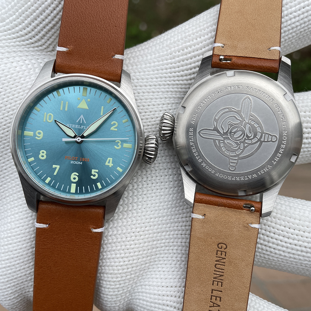 STEELFLIER Official NEW SF740 Quartz Wristwatch Big Crown C3 Luminous VH31 Mute Movement Fashion Business Men Waterproof Watch