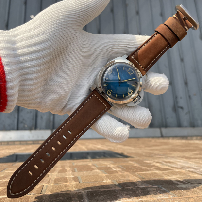 STEELFLIER SF767 Men's Automatic Mechanical Watch Artificial Sapphire Mirror 1000M Waterproof Leather Strap Vintage Wristwatch