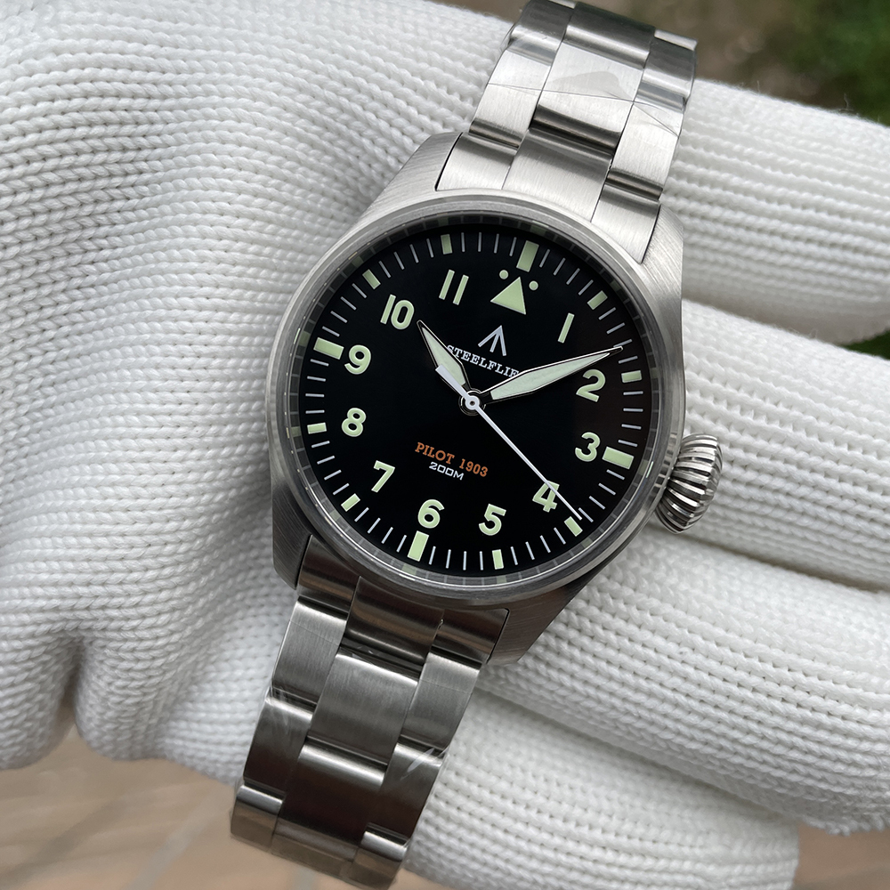 STEELFLIER Official NEW SF740 Quartz Wristwatch Big Crown C3 Luminous VH31 Mute Movement Fashion Business Men Waterproof Watch