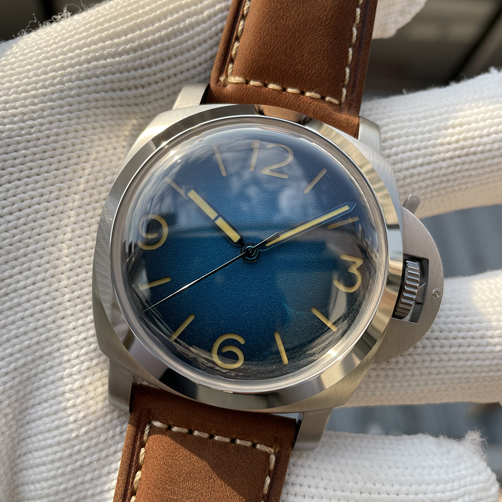 STEELFLIER SF767 Men's Automatic Mechanical Watch Artificial Sapphire Mirror 1000M Waterproof Leather Strap Vintage Wristwatch