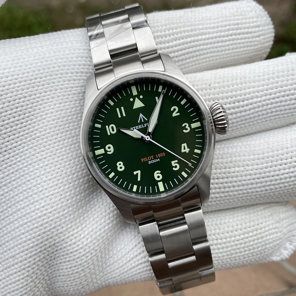 STEELFLIER Official NEW SF740 Quartz Wristwatch Big Crown C3 Luminous VH31 Mute Movement Fashion Business Men Waterproof Watch