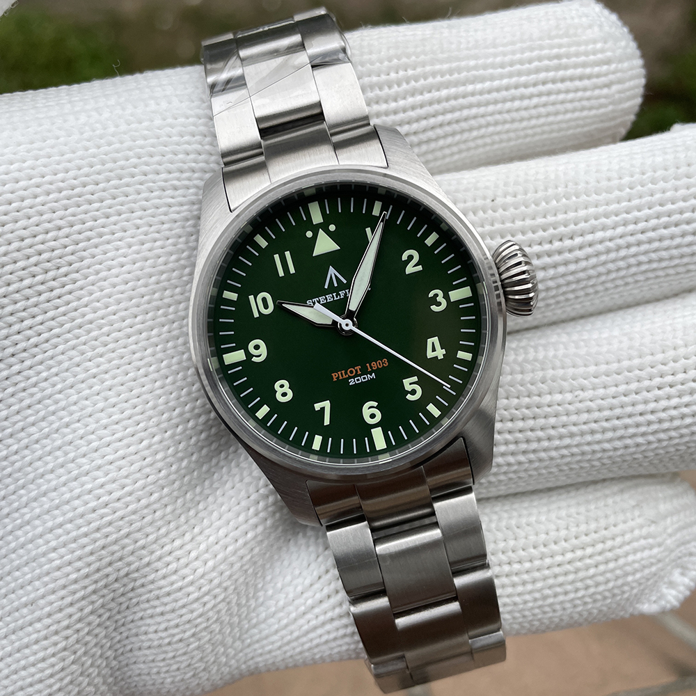 STEELFLIER Official NEW SF740 Quartz Wristwatch Big Crown C3 Luminous VH31 Mute Movement Fashion Business Men Waterproof Watch