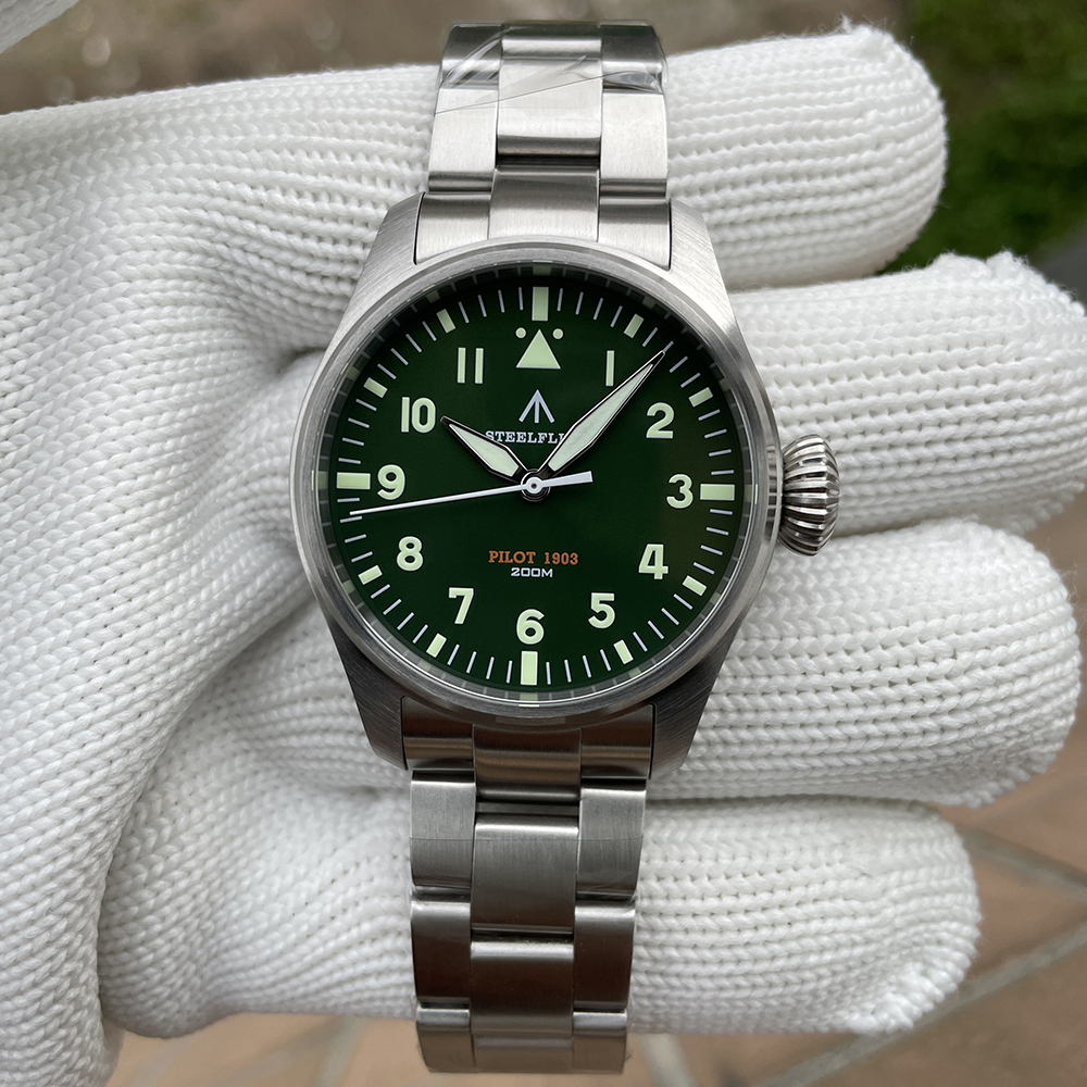 STEELFLIER Official NEW SF740 Quartz Wristwatch Big Crown C3 Luminous VH31 Mute Movement Fashion Business Men Waterproof Watch