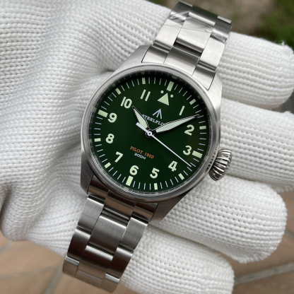 STEELFLIER Official NEW SF740 Quartz Wristwatch Big Crown C3 Luminous VH31 Mute Movement Fashion Business Men Waterproof Watch