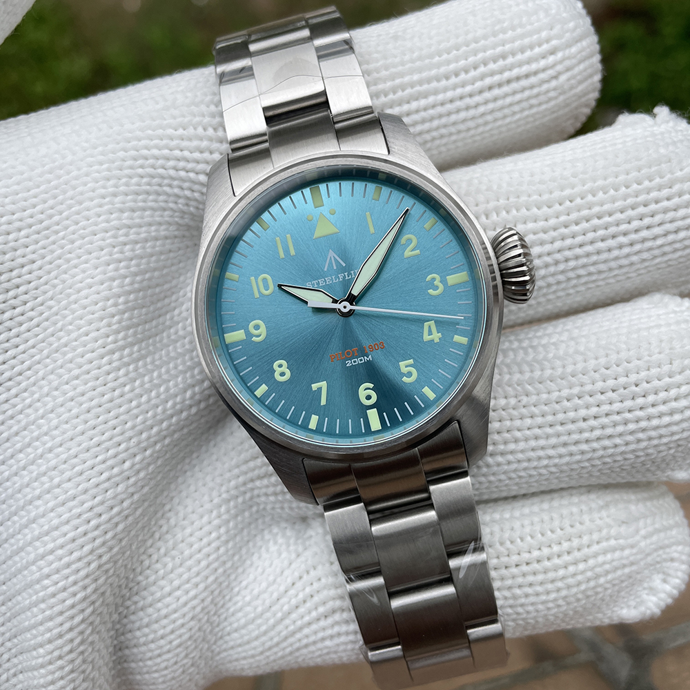 STEELFLIER Official NEW SF740 Quartz Wristwatch Big Crown C3 Luminous VH31 Mute Movement Fashion Business Men Waterproof Watch