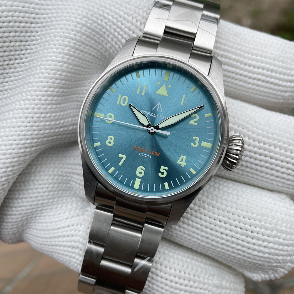 STEELFLIER Official NEW SF740 Quartz Wristwatch Big Crown C3 Luminous VH31 Mute Movement Fashion Business Men Waterproof Watch