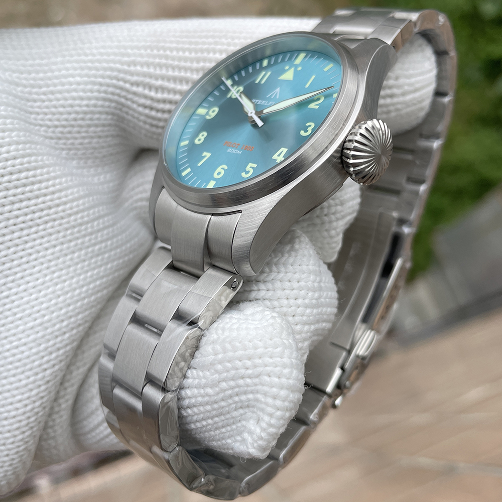 STEELFLIER Official NEW SF740 Quartz Wristwatch Big Crown C3 Luminous VH31 Mute Movement Fashion Business Men Waterproof Watch