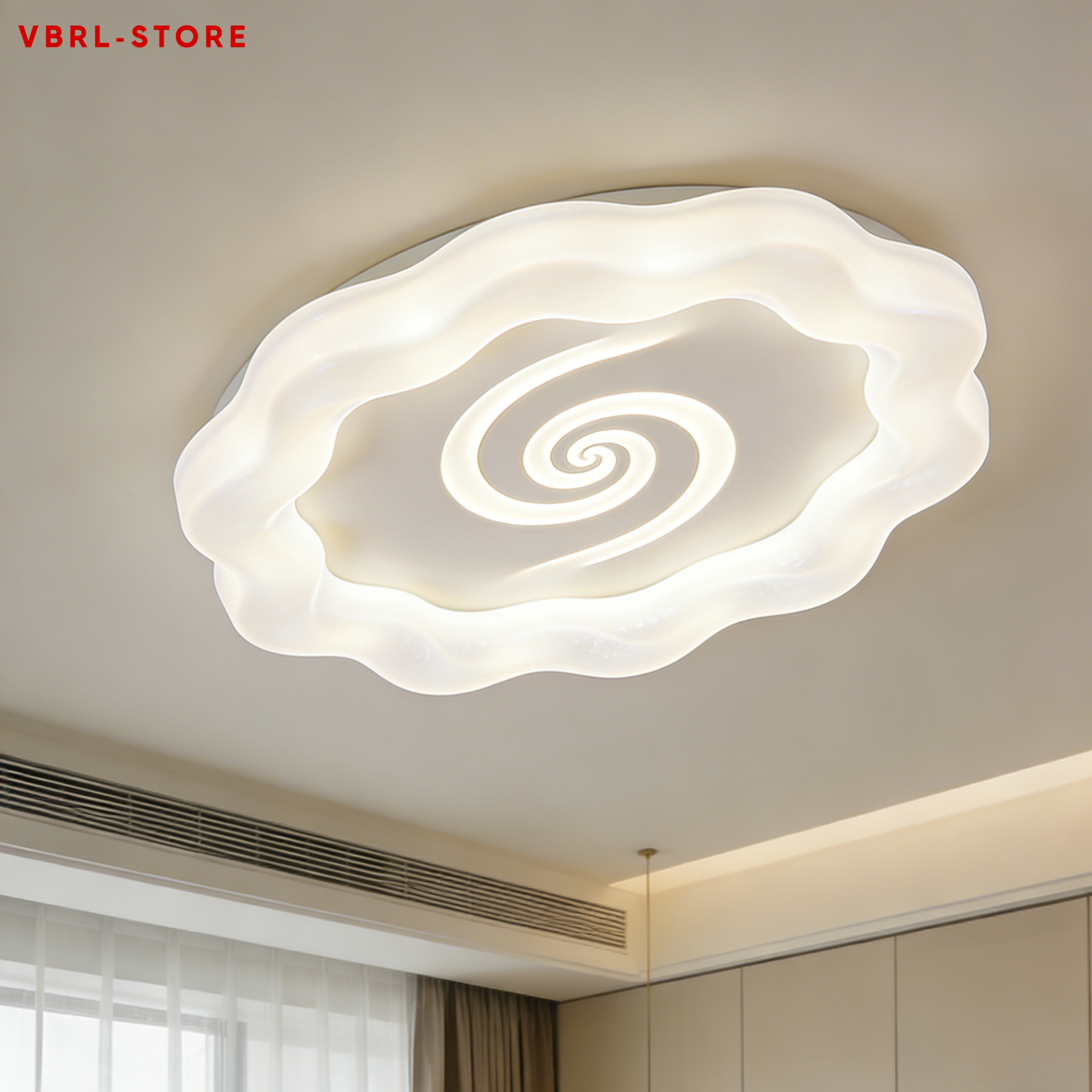 Spiral-textured cloud-shaped ceiling light