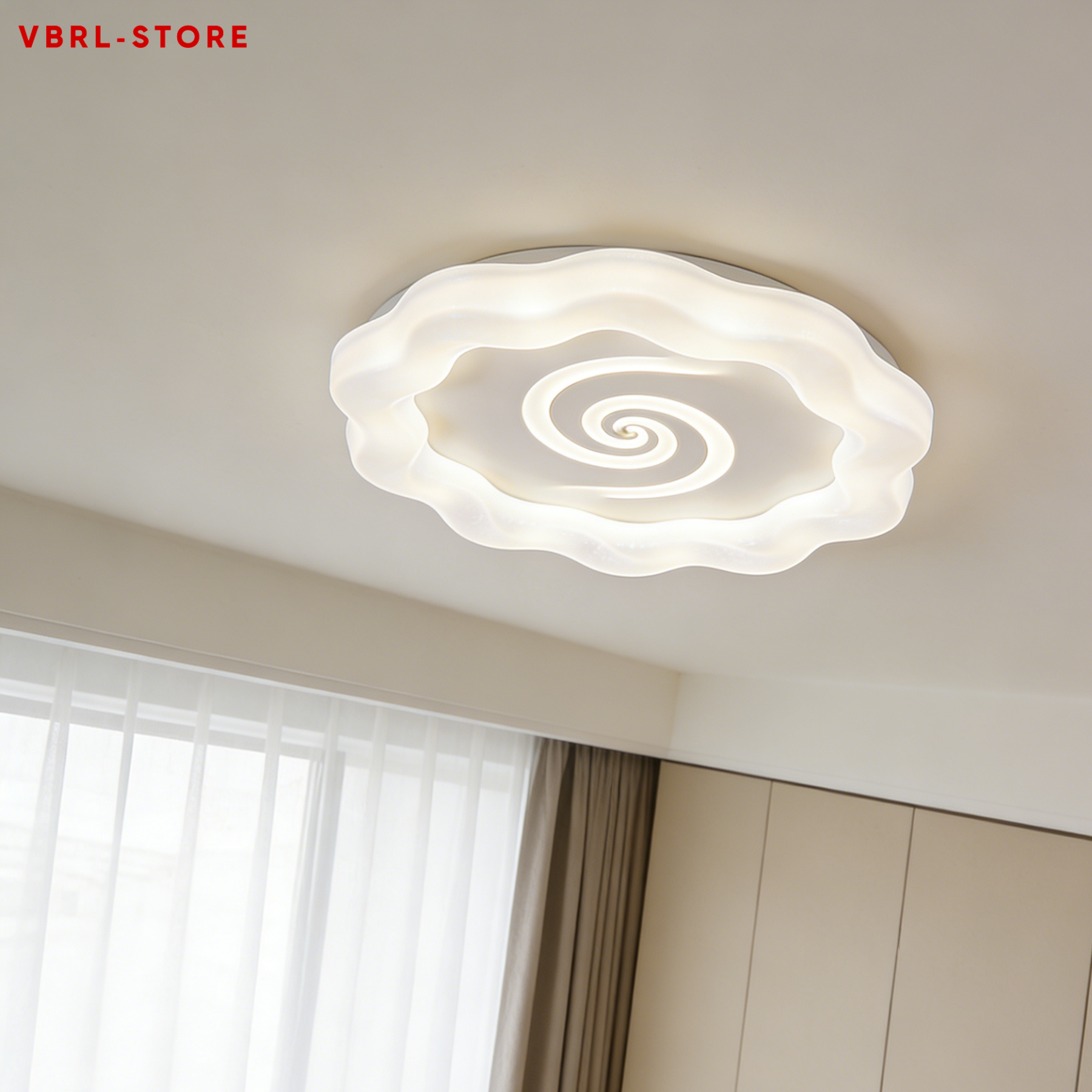 Spiral-textured cloud-shaped ceiling light