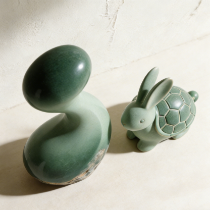 Kreatív kerámia nyúl és teknős díszlet